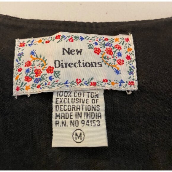 New Directions Vest Embroidered Black Velvet Artisanal Floral Design Medium - Picture 3 of 8